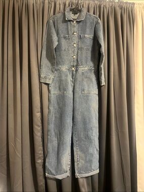 Fashion Nova Light Wash Denim Jumpsuit